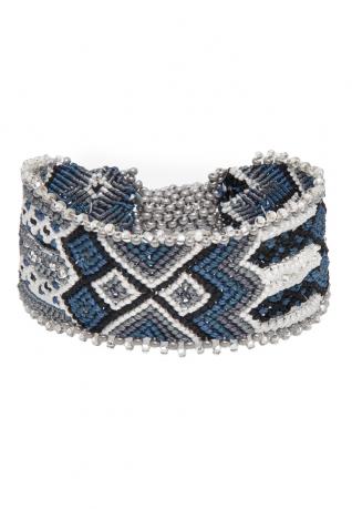 Ethno Armband Indian Knots silver blue 