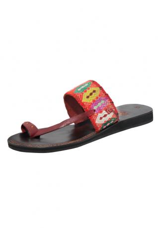 Flache Vintage Sandale aus Peru rot | 39